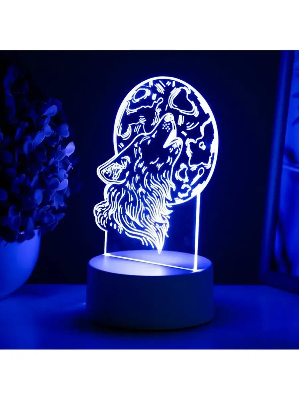 Светильник 3D ночник RISALUX «Волк», LED, белый, 12×9.5×16 с