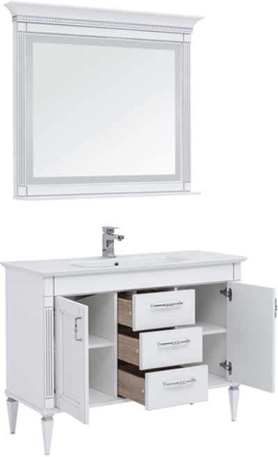 Комплект мебели для ванной Aquanet Селена 120 белый/серебро