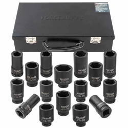 Набор головок ударных глубоких 3/4''16пр.(17,19,21,22,24,27,30,32-36,38,41,46,50) в кейсе FORCEKRAFT FK-6162-5MPB