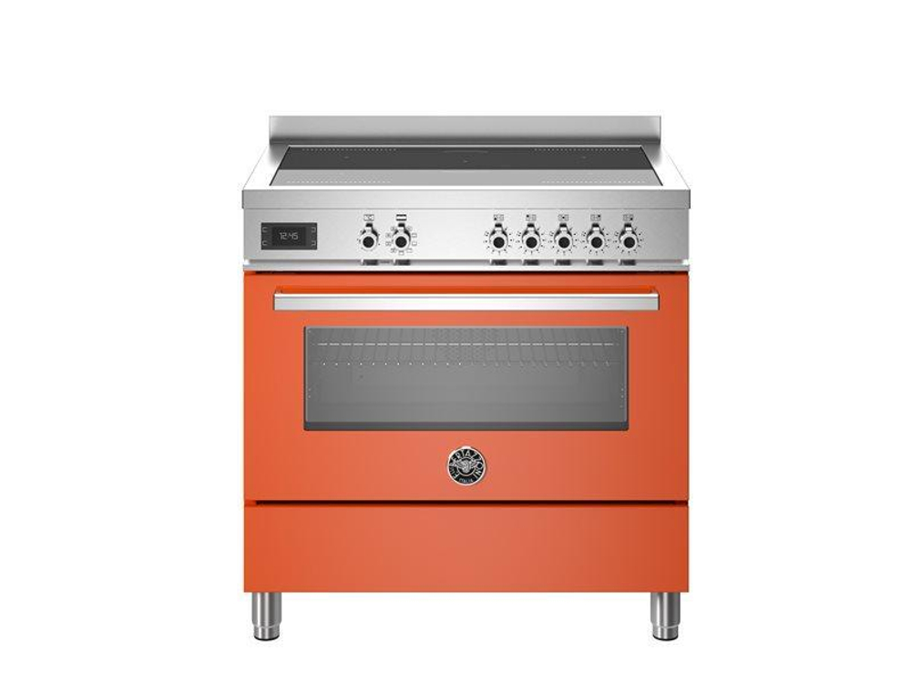 Варочный центр Bertazzoni, 5 индукционных зон, многофункциональный электрический шкаф, 90 см Оранжевый глянец