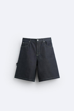 ZARA ШОРТЫ КАРГО С КАРМАНАМИ, СИНИЙ