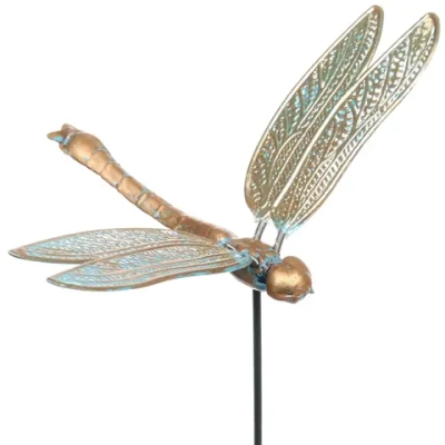 Фигура на спице «Волшебная стрекоза» 60 см, Золото с голубым переливом
