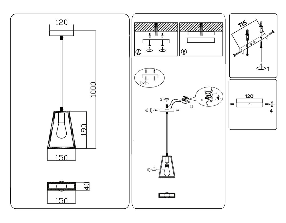 Ambrella Подвесной светильник в стиле лофт Loft TR80497