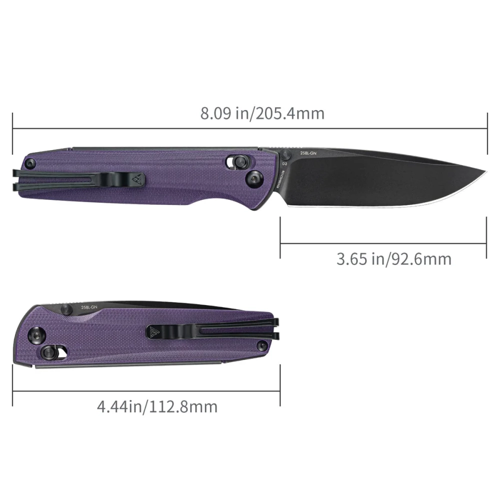 Нож складной SRM 258L-GN Terrier Black Ti (D2, Purple G10)