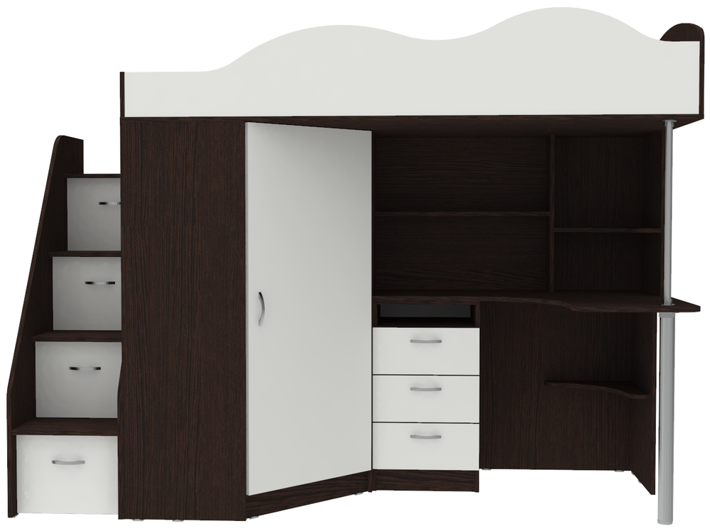 Кровать-чердак КарИВи Пионер Венге Белый