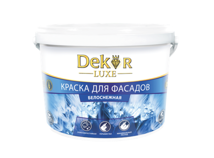 DEKOR LUXE  Краска ВД-АК-111 ГОСТ для фасадов белоснежная  7кг (Кубанские краски)