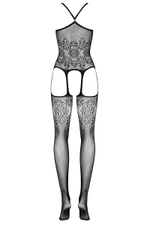 Комбинезон с открытыми бёдрами и крупным ажурным рисунком (Размер: XL-XXL) (Цвет: черный)