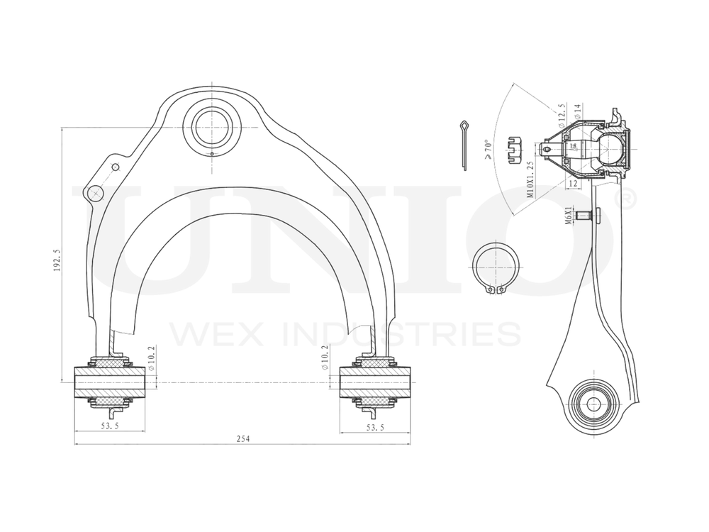Рычаг подвески поперечный передний верхний левый UNIO SSP-40077