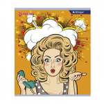 Тетрадь 36 л., А5, клетка, Alingar "Девушки ", скрепка, второй блок 60 г/м2, мелованный картон (эконом), 4 дизайна в пленке т/у