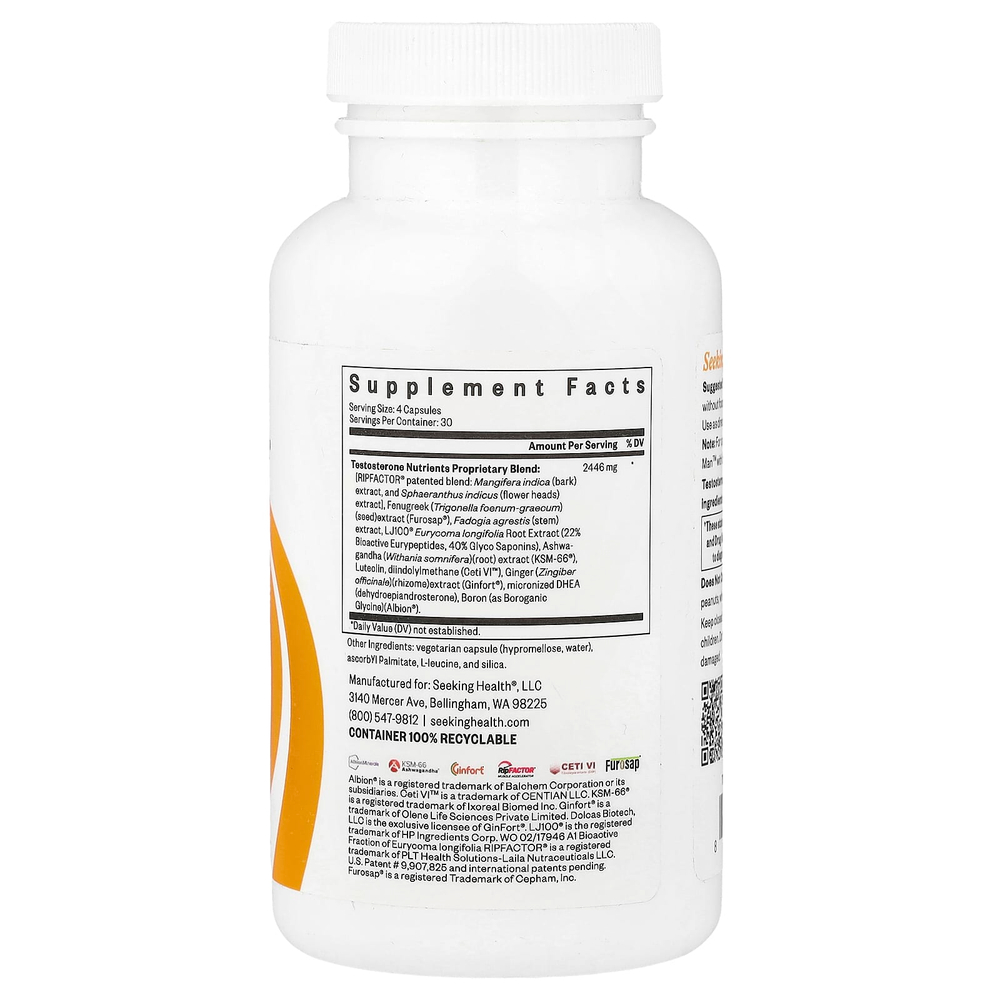 Seeking Health, Testosterone Nutrients, 120 капсул