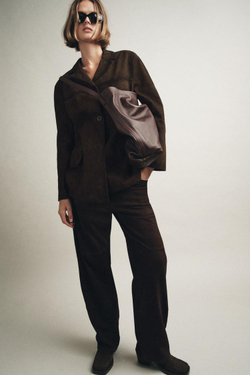 ZARA БЛЕЙЗЕР ИЗ 100% ЗАМШИ — LIMITED EDITION, ШОКОЛАДНЫЙ