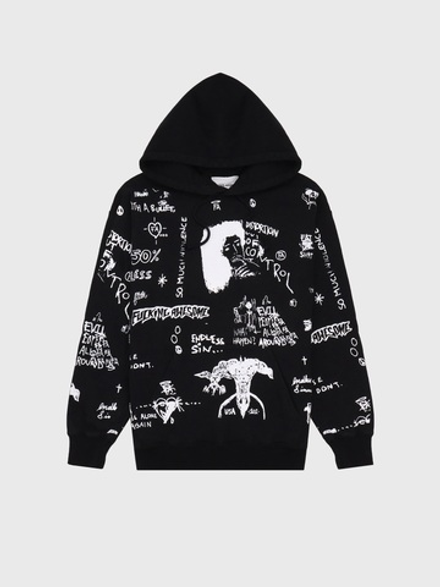 Худи F*cking Awesome Distortion Hoodie Black AOP