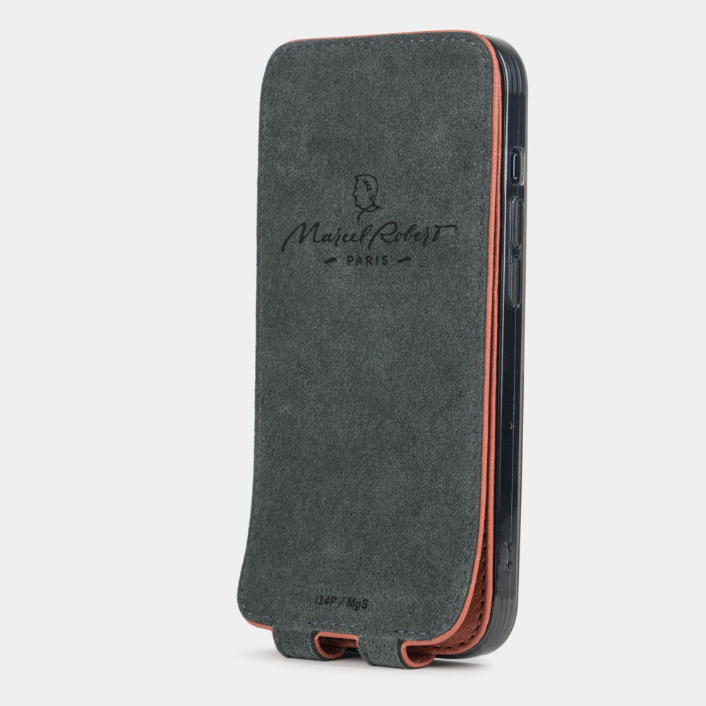 Чехол iPhone 17 Pro натуральная кожа козы, цвета мандарин