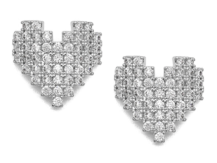 Серьги-гвоздики  "Сердце.Pixel" 14мм