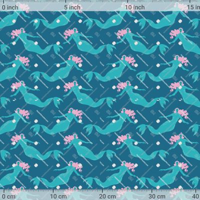 Весёлые русалки плавают в море. Cheerful mermaids swimming in the sea by illygree  1200 DPI