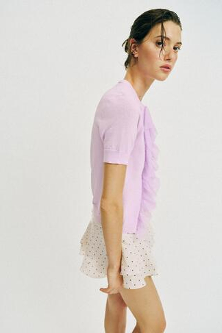 ZARA КАРДИГАН С ВОЛАНАМИ И КОРОТКИМИ РУКАВАМИ, СИРЕНЕВЫЙ