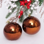 Новогодние шары 10 см (набор 2 шт) «Глянец», шоколад