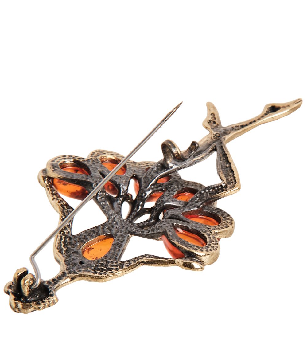 AM-1965 Брошь «Балерина в пачке» (латунь, янтарь)