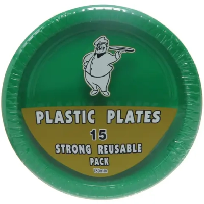 Тарелка пластиковая 18см в наборе 15шт зеленая