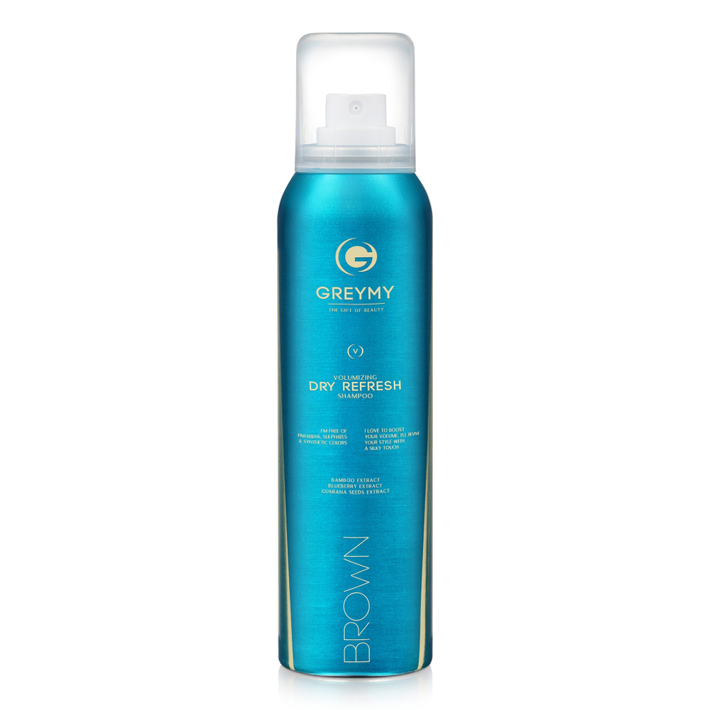 Greymy Volumizing Dry Refresh Shampoo - Brown, сухой шампунь для темных волос, 150 мл.