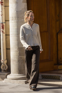 ZARA КАРДИГАН С ВОЛАНАМИ, ПЕСОЧНЫЙ