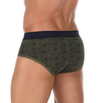 Хлопковые трусы-брифы цвета хаки с принтом-пейсли (Размер: M) (Цвет: хаки)