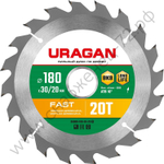 URAGAN Fast 180х30/20мм 20Т, диск пильный по дереву