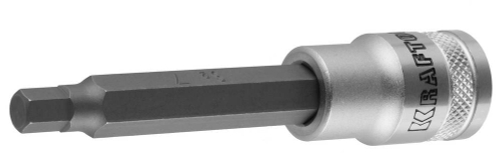 Торцовая бита-головка KRAFTOOL ″INDUSTRIE QUALITAT″, удлиненная, материал S2, HEX, сатинированная, 1/2″, H7