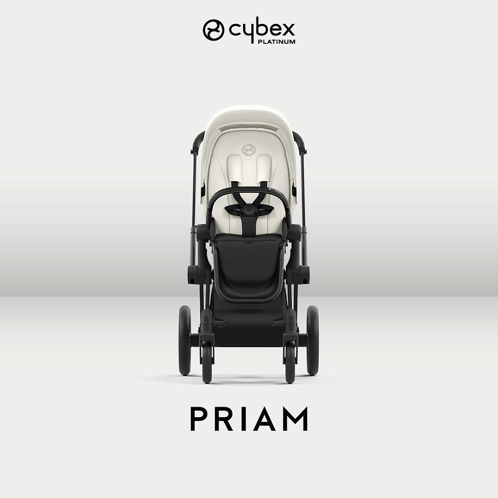 Коляска Cybex Priam IV Matt Black complete и автокресло Cloud G i-Size Stone Grey Plus 3 в 1 Off White