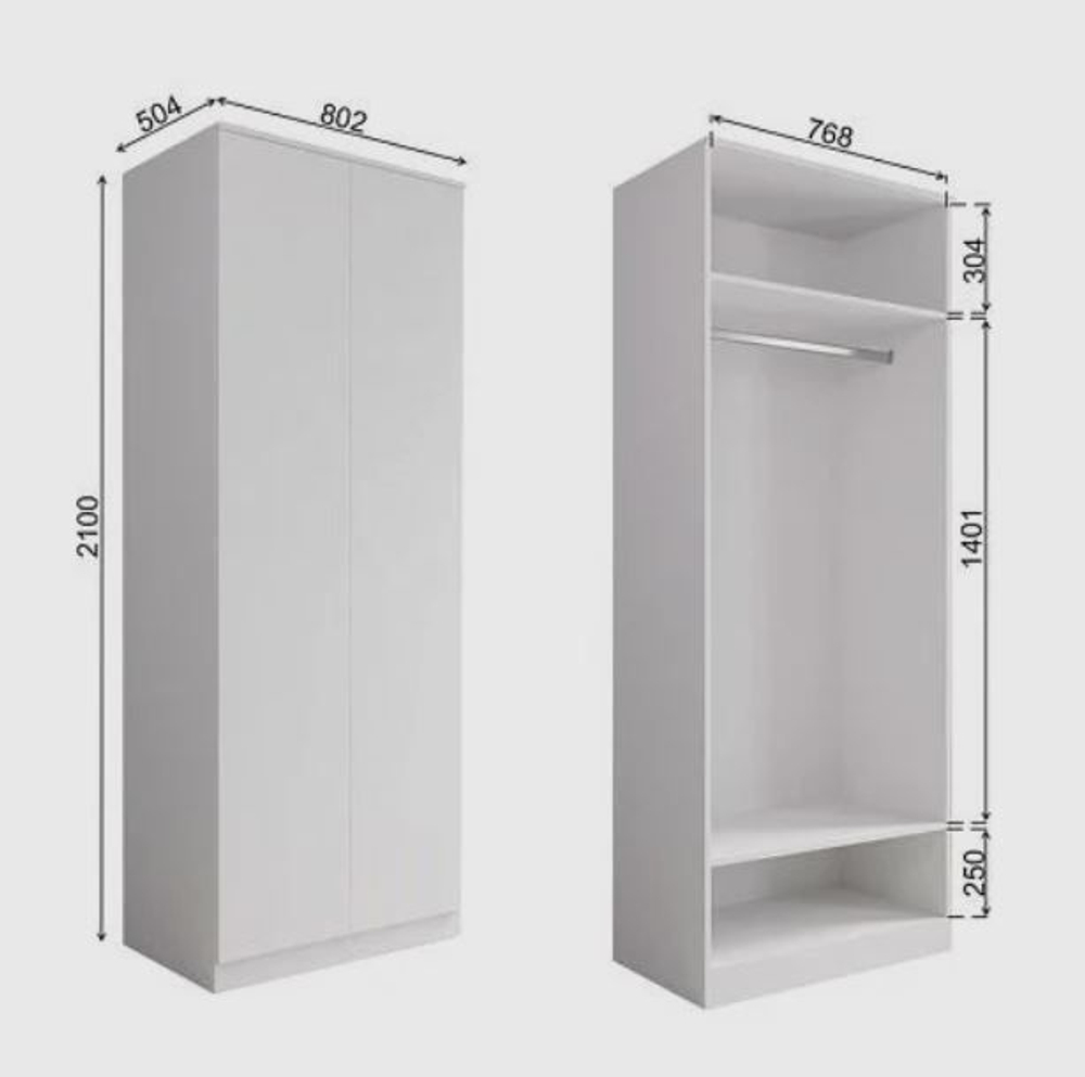 МОРИ МШ 800 Шкаф с 2 дв. (ш802*г478*в2100мм), ЛДСП графит