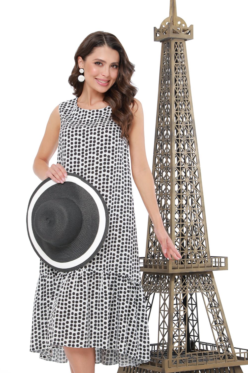 Платье черно-белое без рукавов DStrend (Акция)