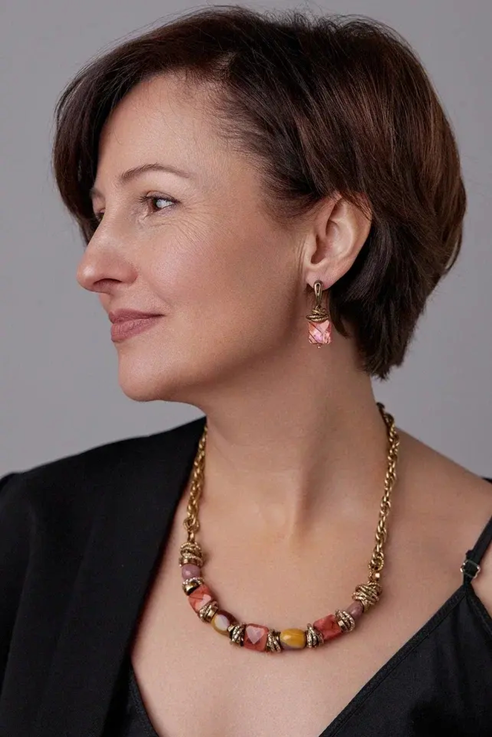 HMG 1019 яшма Колье арт.1830