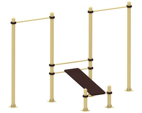 Скамья для пресса с двумя турниками YSK33