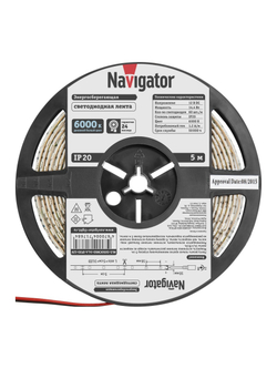 Лента светодиодная 71 768 NLS-5050CW60-14.4-IP20-12V R5 14.4Вт/м (уп.5м) Navigator 71768