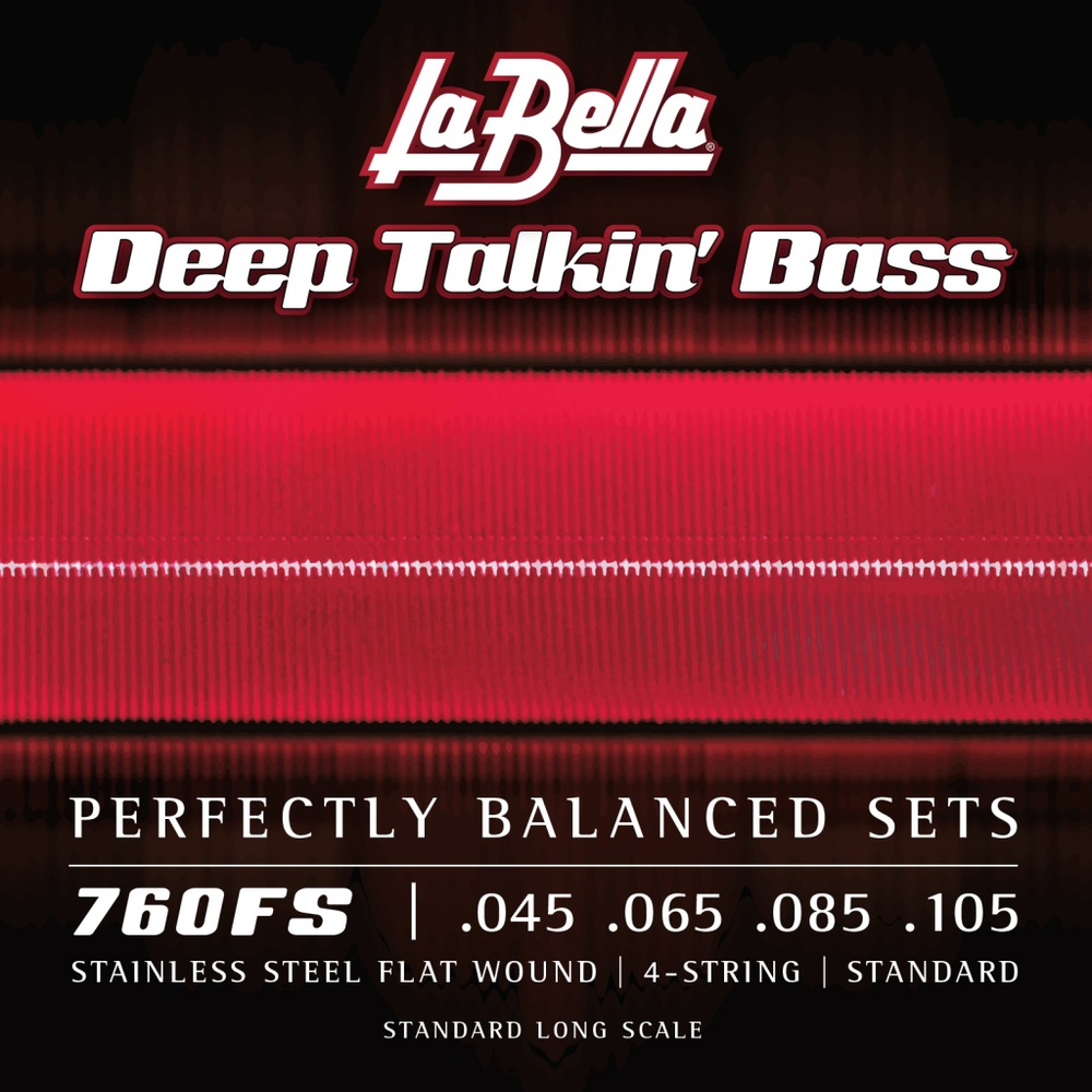 La Bella 760FS Комплект струн для 4-струнной бас-гитары, .045, .065, .085, .105. Плоская оплетка из нержавеющей стали.