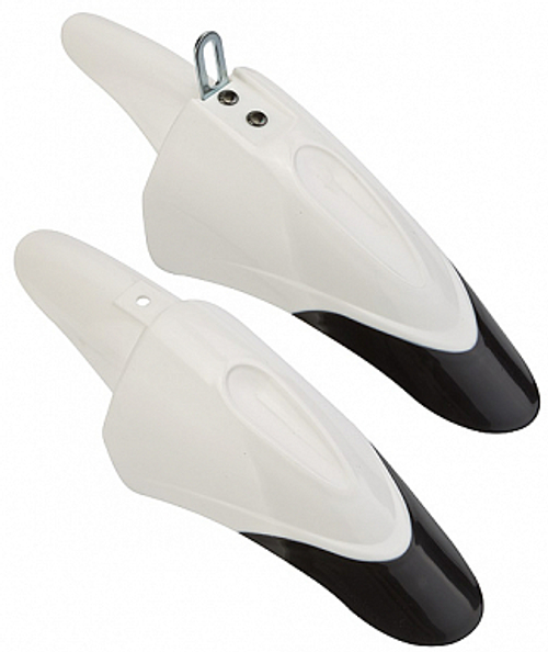 Крылья 12"-14" быстросъемные FD-36F/R пластиковые чёрно-белые, крепление на кронштейнах