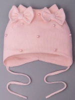 Шапка для девочки осенняя на завязках с бусинами