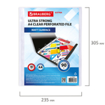 Файлы перфорированные А4 BRAUBERG "EXTRA 900" комплект 50 шт. матовые плотные 90 мкм (3 штуки в упаковке)