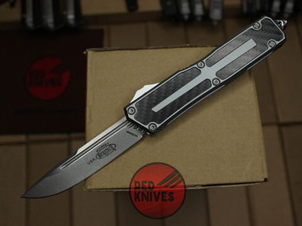 Нож Microtech Scarab 2 Standard S/E - стоунвош клинок, серая рукоять + карбон