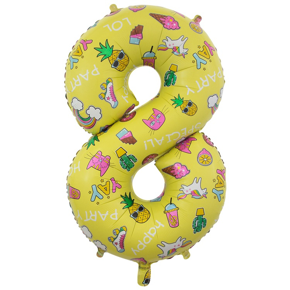 Шар фольгированный Цифра 8 81 см (Желтый)