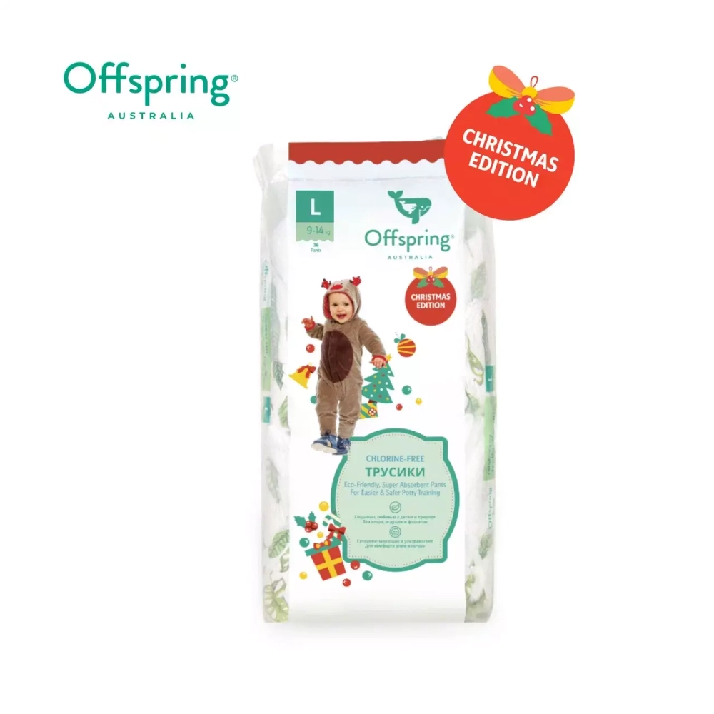 Offspring трусики-подгузники, L 9-14 кг  36 шт  расцветка Новый год