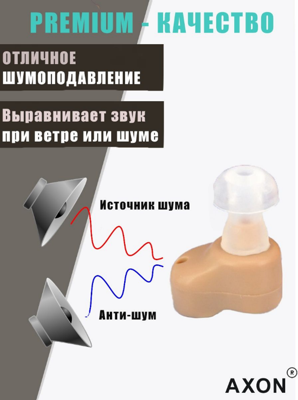Axon K-80 Усилитель звука внутриушной / Усилитель слуха / Слуховой аппарат