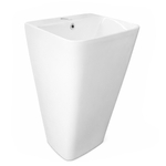 Умывальник-моноблок BASIS WAVE 440*380*835 ш*г*в, с хром переливом, белый, прямоуг