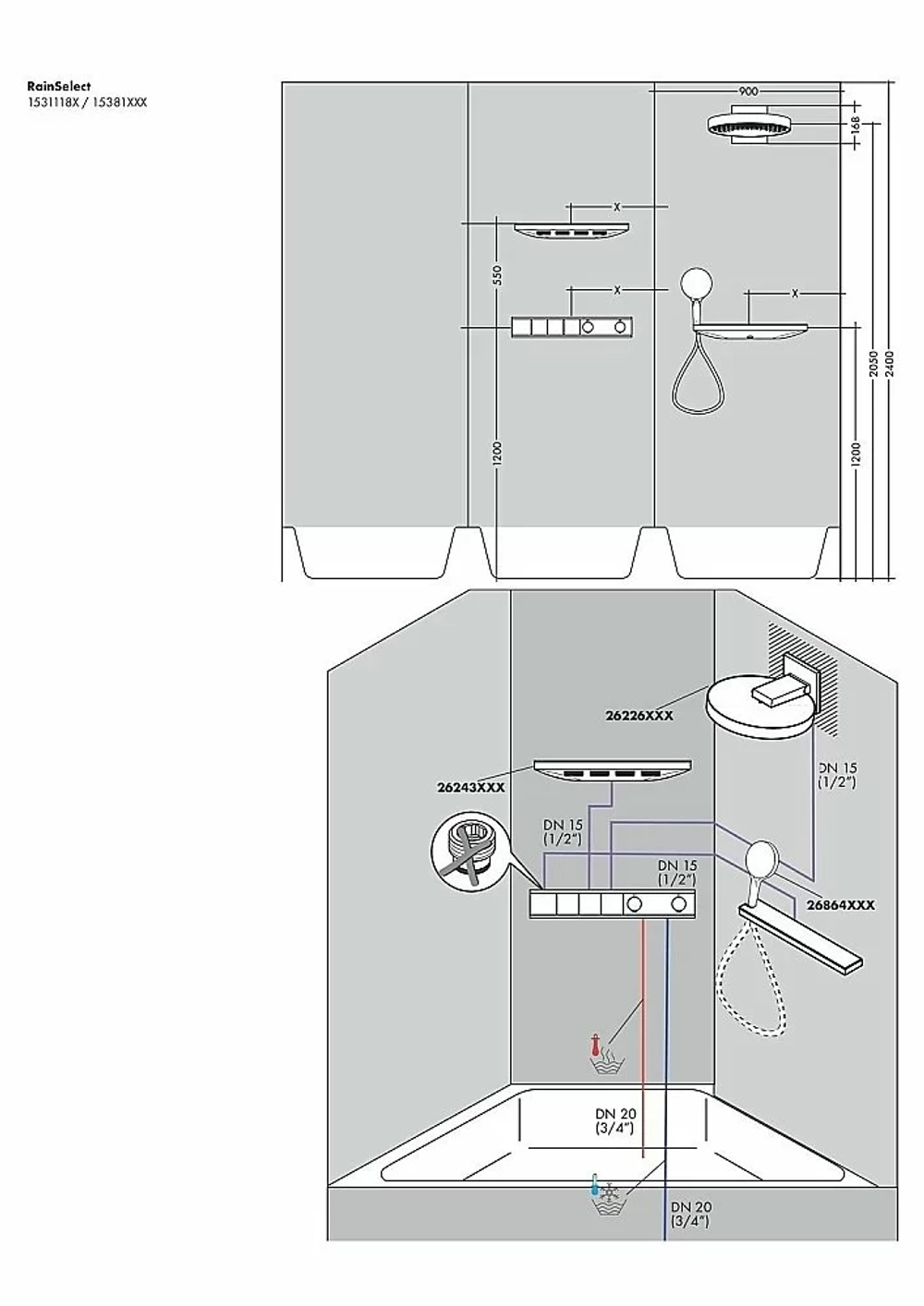 Термостат для душа Hansgrohe RainSelect 15381000