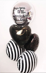 Шар (18"/46 см) Круг, В полоску, Черный/Белый