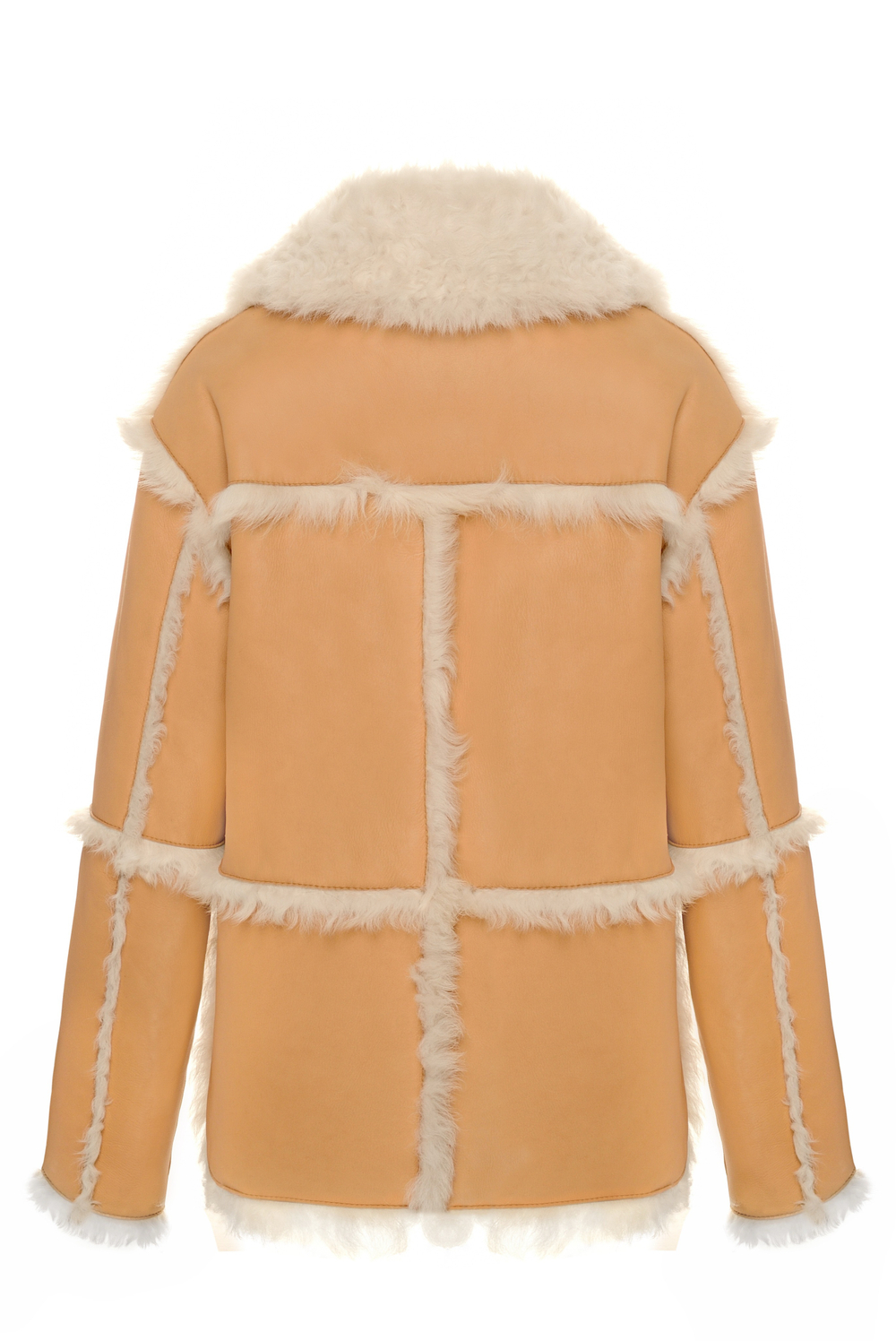 Двусторонняя бежевая шуба-дублёнка