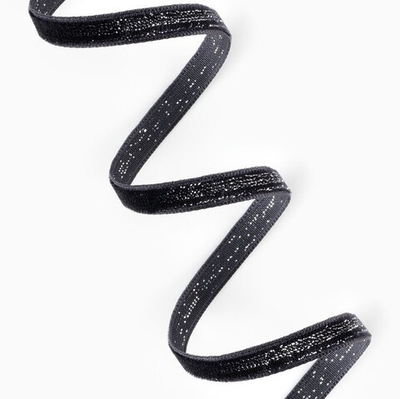 Бархатная лента с серебряным люрексом 6 мм