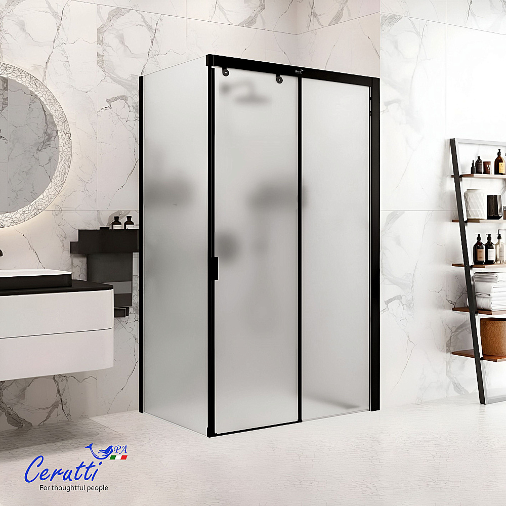 Душевой уголок Ceruttispa MARBELLA 120BF R 120x80 стекло матовое/профиль черный матовый
