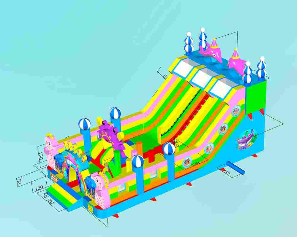 Коммерческий надувной батут «В гостях у дельфинов 3», 10*5*5 м