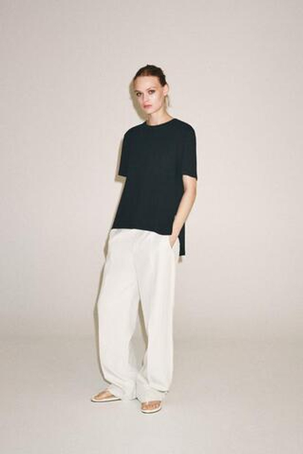 ZARA ФУТБОЛКА INTERLOCK С КАРМАНОМ, ТЕМНЫЙ АНТРАЦИТ